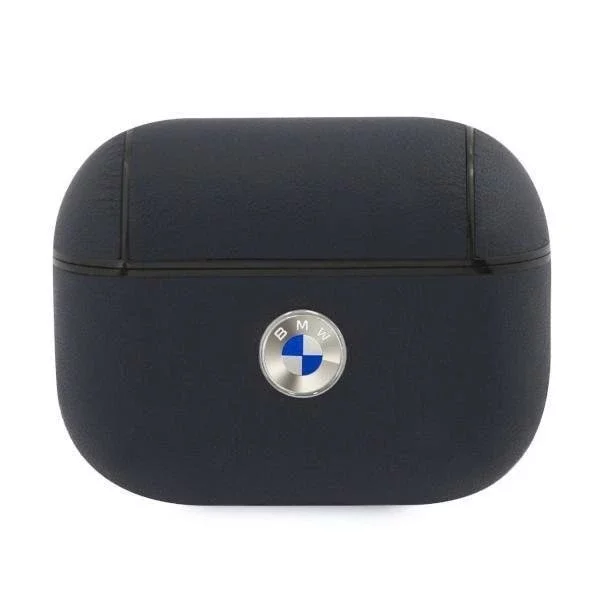 Etui ochronne na słuchawki BMW do AirPods Pro cover granatowy/navy Geniune Leather Silver Logo