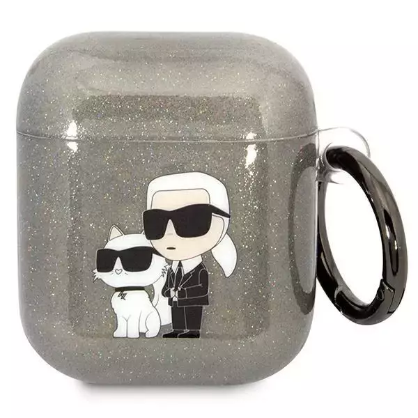 Etui ochronne na słuchawki Karl Lagerfeld do Airpods 1/2 cover czarny/black Gliter Karl&Choupette