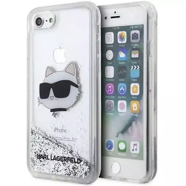 Etui ochronne na telefon Karl Lagerfeld KLHCI8LNCHCS do Apple iPhone 7/8/ SE 2020/2022 srebrny/silver hardcase Glitter Choupette Head