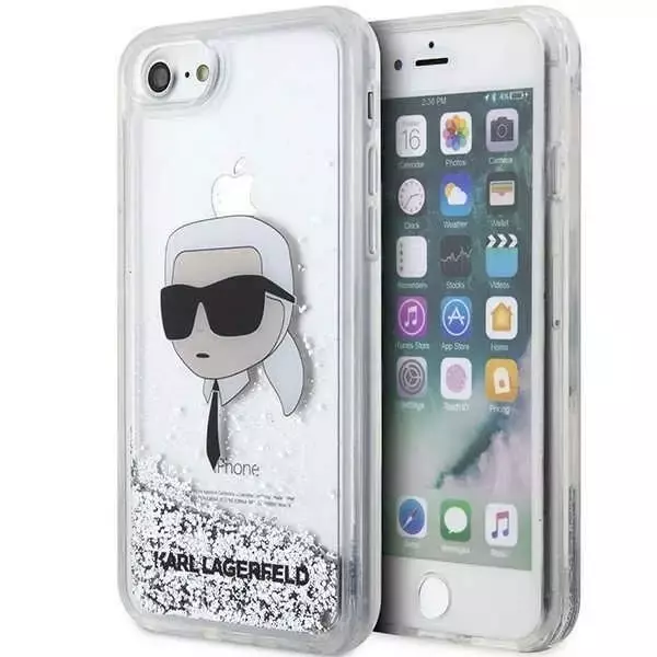 Etui ochronne na telefon Karl Lagerfeld KLHCI8LNKHCH do Apple iPhone 7/8/ SE 2020/2022 srebrny/silver hardcase Glitter Karl Head