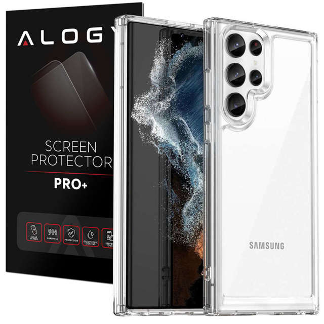 Etui ochronne obudowa Alogy Hybrid Clear Case do Samsung Galaxy S23 Ultra Przezroczyste + Szkło