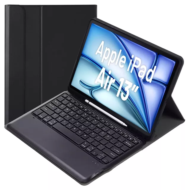 Etui ochronne z klawiaturą Alogy Keyboard case z miejscem na rysik klawiatura bezprzewodowa do Apple iPad Air 13" czarne  + Szkło