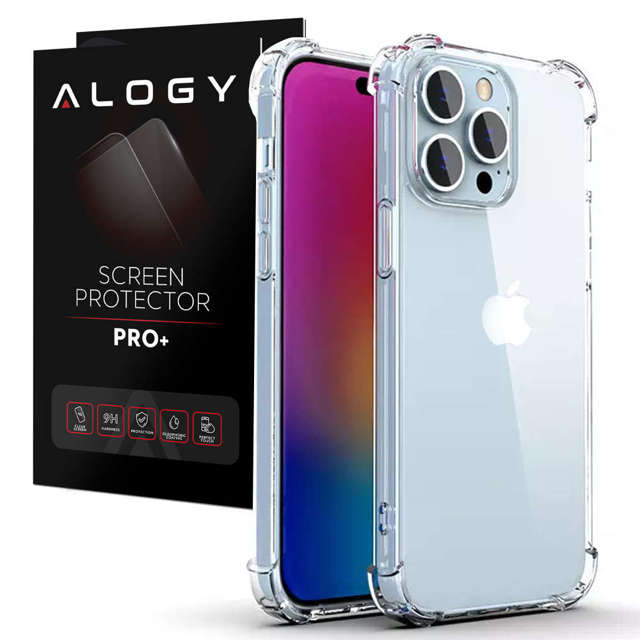 Etui pancerne ShockProof Alogy do Apple iPhone 14 Pro Max Przezroczyste + Szkło