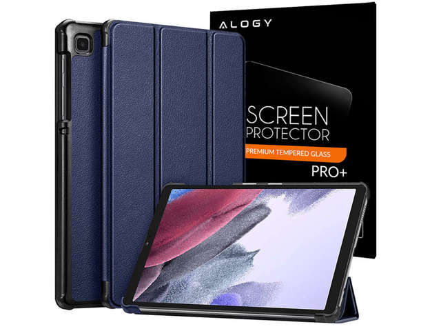 Etui z klapką obudowa Alogy Book Cover do Galaxy A7 Lite 8.7 T220/T225 Granatowy + Szkło