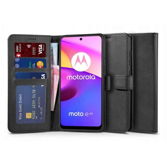 Etui z klapką portfel Wallet do Motorola Moto E20/ E40 Black 