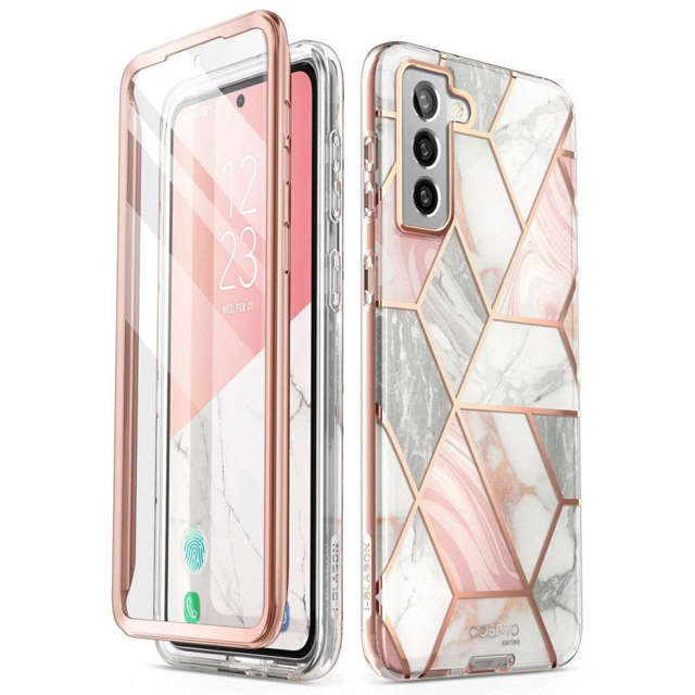 Etui z osłoną na ekran Supcase Cosmo do Samsung Galaxy S21 FE Marble Pink