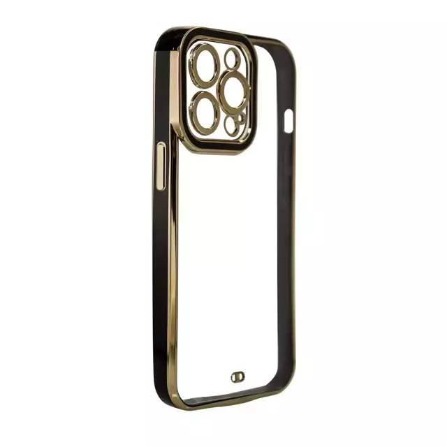 Fashion Case etui do iPhone 12 żelowy pokrowiec ze złotą ramką czarny