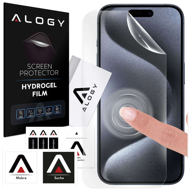 Folia Hydrożelowa do iPhone 15 Pro ochronna na telefon na ekran Alogy Hydrogel Film