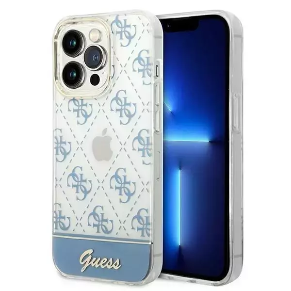 GEtui Guess GUHCP14LHG4MHB do Apple iPhone 14 Pro 6,1" niebieski/blue hardcase 4G Pattern Script