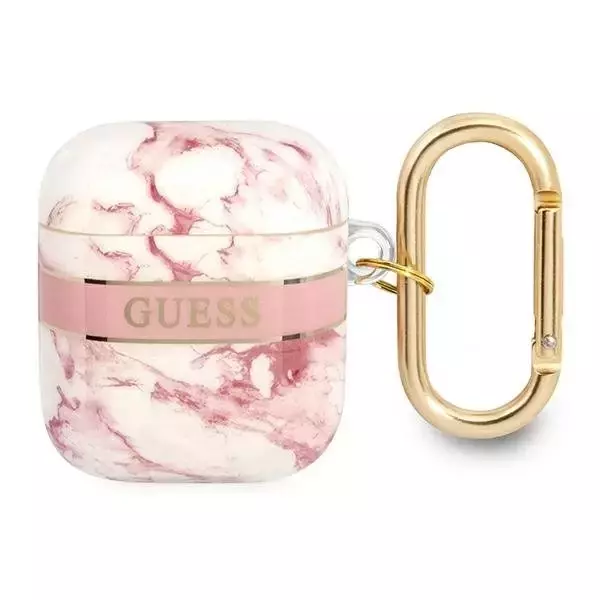 Guess GUA2HCHMAP AirPods cover różowy/pink Marble Strap Collection