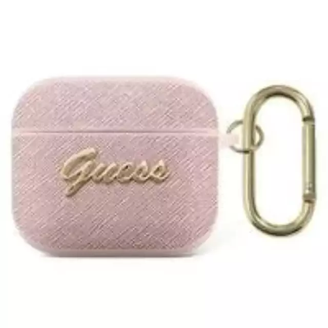 Guess GUA3SASMP AirPods 3 cover różowy/pink Saffiano Script Metal Collection