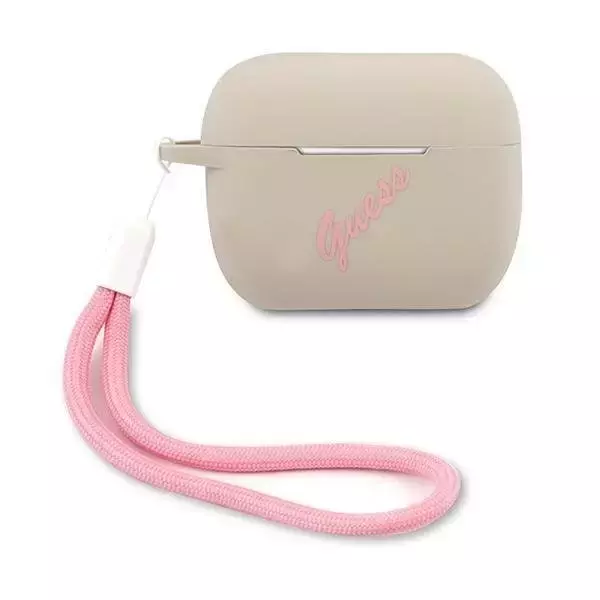 Guess GUACAPLSVSGP AirPods Pro cover szaro różowy/grey pink Silicone Vintage