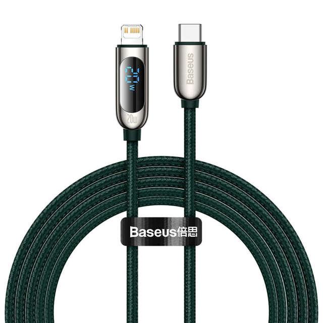 Kabel USB-C Type C do Lightning do iPhone Baseus Display PD 20W 2m Zielony