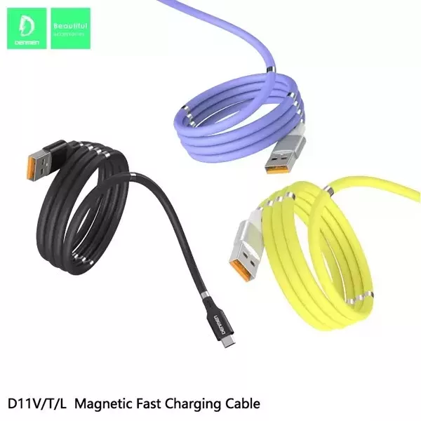 Kabel USB Typ-C Denmen D11T 2.4A Czarny 1m Magnetyczny