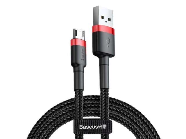 Kabel nylonowy Baseus Cafule Micro-USB 1.5A 200cm Czarny/czerwony