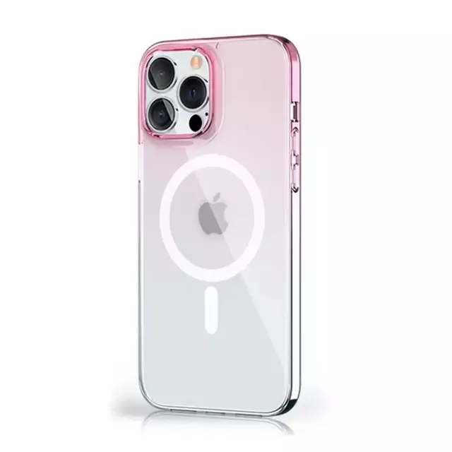Kingxbar PQY Gradient Series magnetyczne etui do iPhone 13 Pro Max obudowa pokrowiec niebiesko-różowy (kompatybilne z MagSafe)
