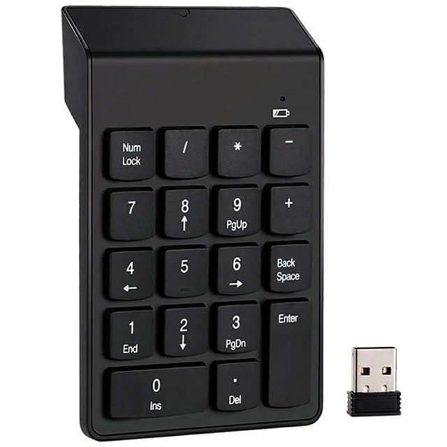 Klawiatura numeryczna Bezprzewodowa USB do laptopa tabletu PC Mini Wireless KeyPad czarna