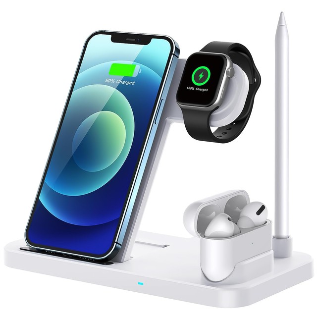 Ładowarka indukcyjna Qi 4w1 Alogy do Apple iPhone/ Watch/ AirPods/ Pen Biała