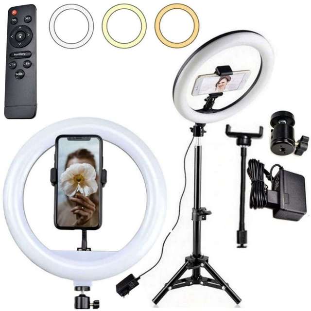 Lampa pierścieniowa LED 70W Ring uchwyt na telefon do zdjęć filmów fotograficzna + statyw 220cm Pilot