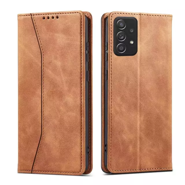 Magnet Fancy Case etui do Samsung Galaxy A52 / A52 5G / A52s 5G pokrowiec portfel na karty kartę podstawka brązowy