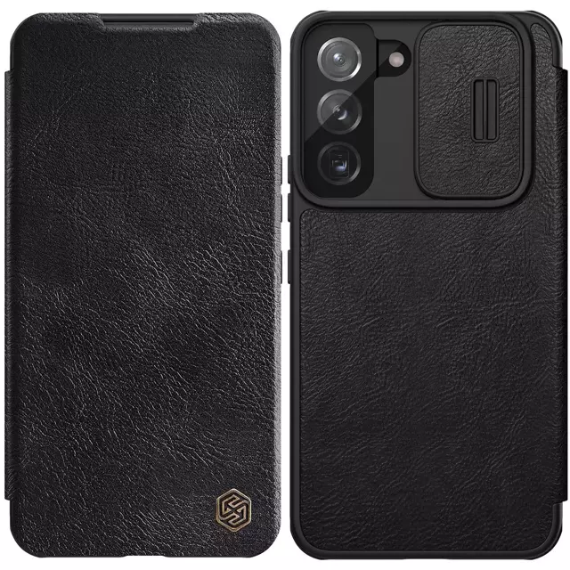 Nillkin Qin Leather Pro Case etui do Samsung Galaxy S22 osłona na aparat kabura pokrowiec obudowa z klapką czarny