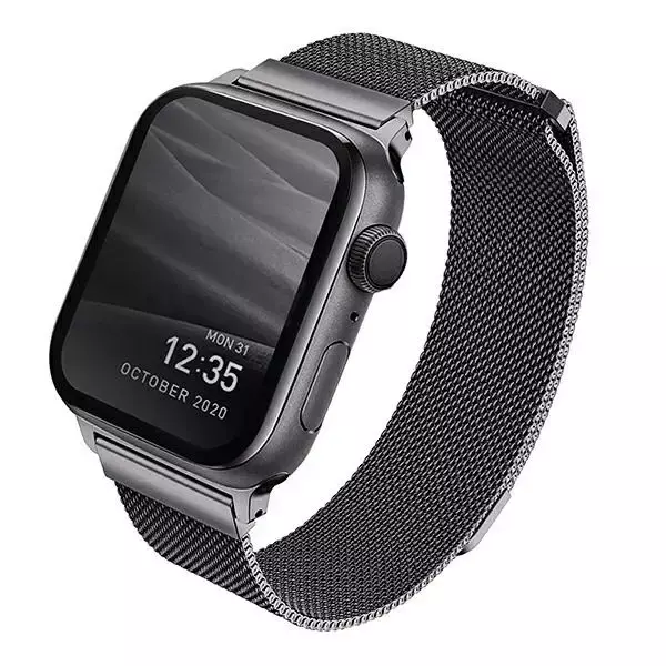 Pasek UNIQ Dante Apple Watch Series 4/5/6/7/8/SE/SE2 38/40/41mm Stainless Steel grafitowy/graphite