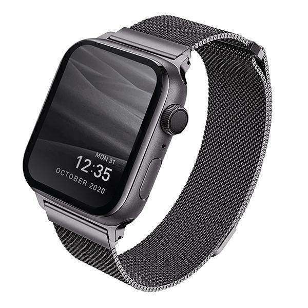 Pasek UNIQ Dante Apple Watch Series 4/5/6/7/8/SE/SE2 42/44/45mm Stainless Steel grafitowy/graphite