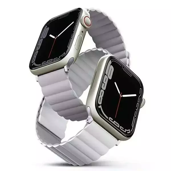 Pasek UNIQ Revix do Apple Watch Series 4/5/6/7/8/SE/SE2/Ultra 42/44/45mm Reversible Magnetic lilak-biały/lilac-white