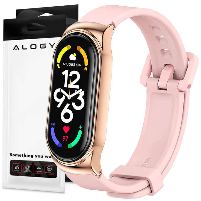 Pasek silikonowy Alogy z zapięciem opaska do Xiaomi Mi Band 7 Pink