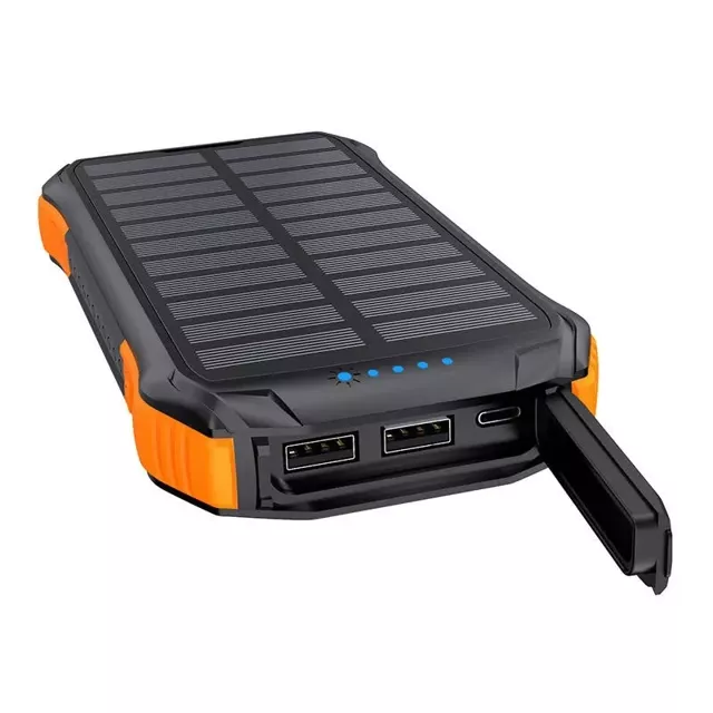 Powerbank solarny Choetech B658  2x USB 10000mAh Qi 5W (czarno-pomarańczowy)