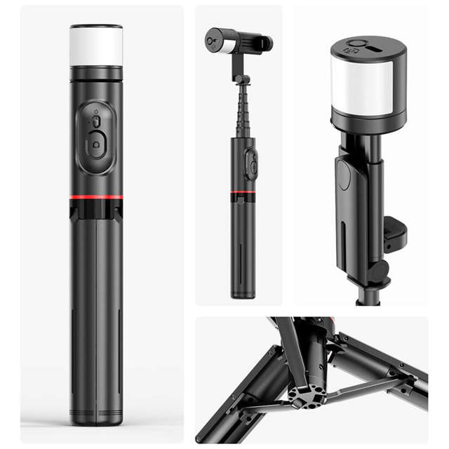 Selfie Stick Alogy Techsuit kijek do zdjęć selfie Tripod bezprzewodowy Bluetooth Remote z pilotem Black