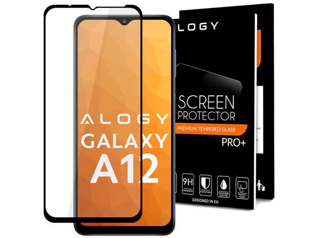 Szkło Alogy Full Glue case friendly do Samsung Galaxy A12 2020/2021 Czarne