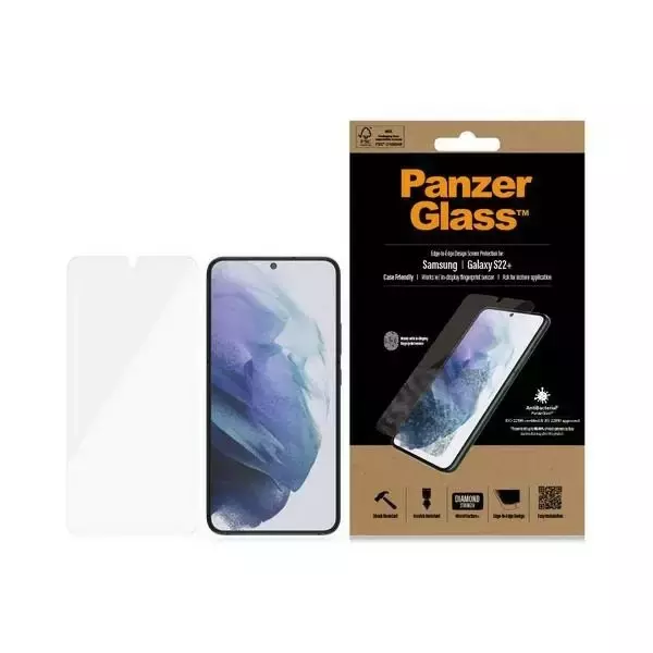 Szkło PanzerGlass E2E Microfracture do Sam S22+ G906 Case Friendly AntiBacterial czarny/black 7294