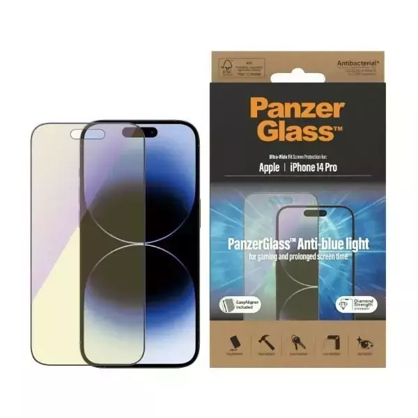 Szkło PanzerGlass Ultra-Wide Fit do iPhone 14 Pro 6,1" Screen Protection Antibacterial Easy Aligner Included Anti-blue light 2792