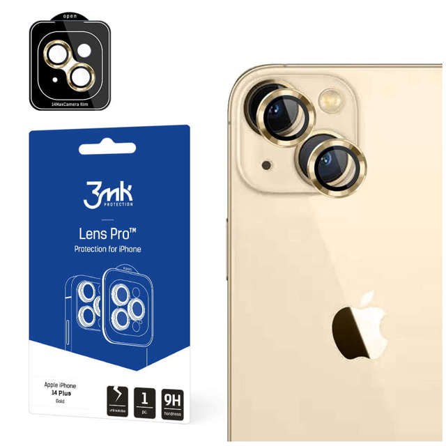 Szkło ochronne na obiektyw telefonu 3mk Lens Protection Pro do Apple iPhone 14 Plus Gold