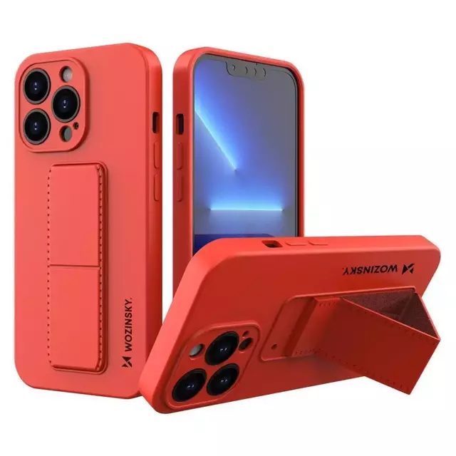 Wozinsky Kickstand Case silikonowe etui z podstawką iPhone 13 Pro czerwone