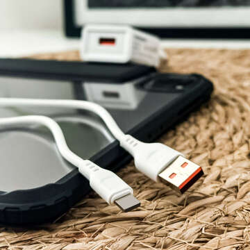  Ładowarka sieciowa USB + kabel USB-C typ C 1m do iPhone 15 szybka 2.4A 12W Denmen Biała