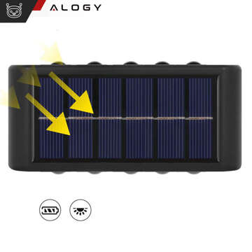 2x Lampa solarna ścienna słoneczna Alogy Solar Lamp zewnętrzna IP65 2V elewacyjna z czujnikiem zmierzchu 10 LED