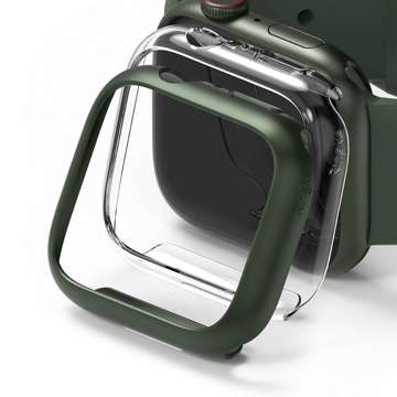 2x Nakładka Ringke Slim do Apple Watch 7 45mm Clear & Deep Green
