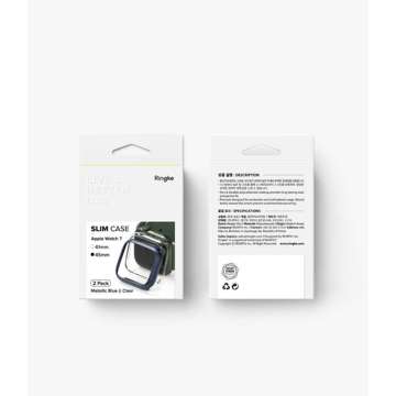 2x Nakładka Ringke Slim do Apple Watch 7 45mm Clear & Metallic Blue