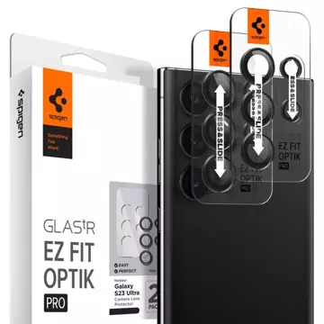 2x Nakładka na obiekty Osłona aparatu Spigen Optik.Tr "EZ FIT" Camera Protector do Samsung Galaxy S23 Ultra Czarna