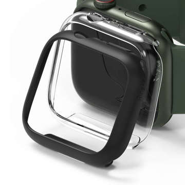 2x Nakładka ramka Ringke Slim pokrowiec do Apple Watch 7 45mm Clear & Matte Black