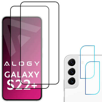 2x Szkło Alogy Full Glue FC + 2x Szkło na obiektyw kamerę do Samsung Galaxy S22 Plus