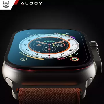 2x Szkło hartowane ramka do Apple Watch Ultra / Ultra 2 49mm na ekran Alogy Protector 9H Czarne