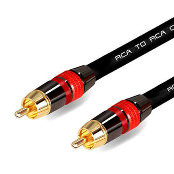 3m Kabel RCA do RCA (cinch) przewód Subwoofer premium MOZOS czarno-czerwony pozłacane wtyki