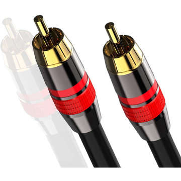 3m Kabel RCA do RCA (cinch) przewód Subwoofer premium MOZOS czarno-czerwony pozłacane wtyki