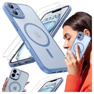 3w1 Zestaw Etui Hybrydowe + 2x Szkło hartowane do Apple iPhone 16 obudowa ochronna Hybrydowe MagSafe z ochroną obiektywu case na telefon Alogy 3in1 Case Pack Sky Blue Niebieskie