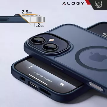 3w1 Zestaw Etui Hybrydowe + Szkło hartowane do Apple iPhone 16 obudowa ochronna Hybrydowe MagSafe z ochroną obiektywu case na telefon Alogy 3in1 Case Pack Granatowe