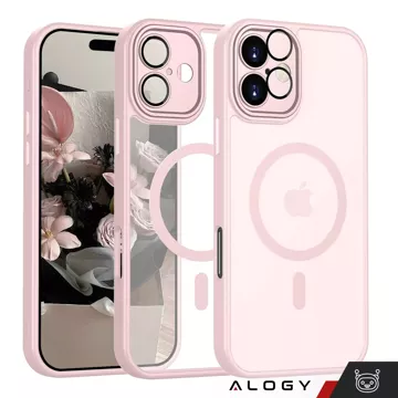 3w1 Zestaw Etui Hybrydowe + Szkło hartowane do Apple iPhone 16 obudowa ochronna Hybrydowe MagSafe z ochroną obiektywu case na telefon Alogy 3in1 Case Pack Różowe