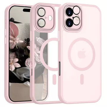 3w1 Zestaw Etui Hybrydowe + Szkło hartowane do Apple iPhone 16 obudowa ochronna Hybrydowe MagSafe z ochroną obiektywu case na telefon Alogy 3in1 Case Pack Różowe